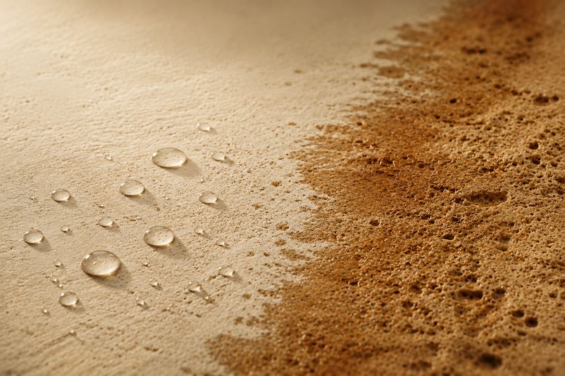 Porosity test illustrated with mist absorption