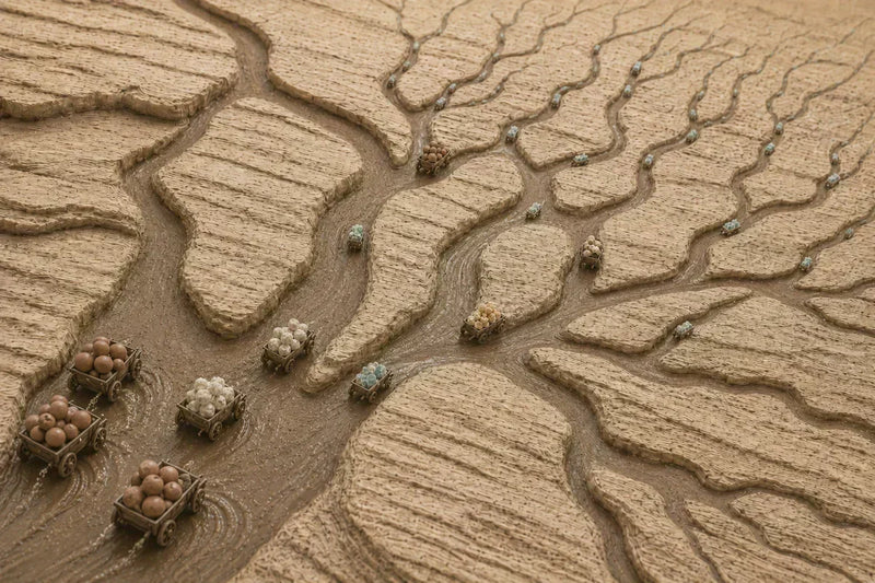 Abstract illustration of trade route analogy for ingredient movement through hair fibre.